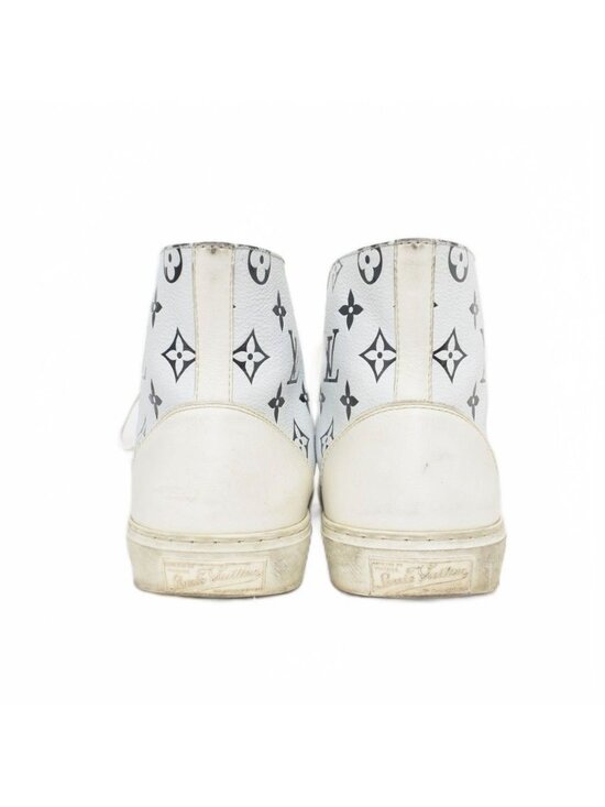 Mens Louis Vuitton White Monogram Embed Leather Sneakers | eBay Louis Vuitton Tattoo Line Monogram Leather High Cut Sneakers 7 White